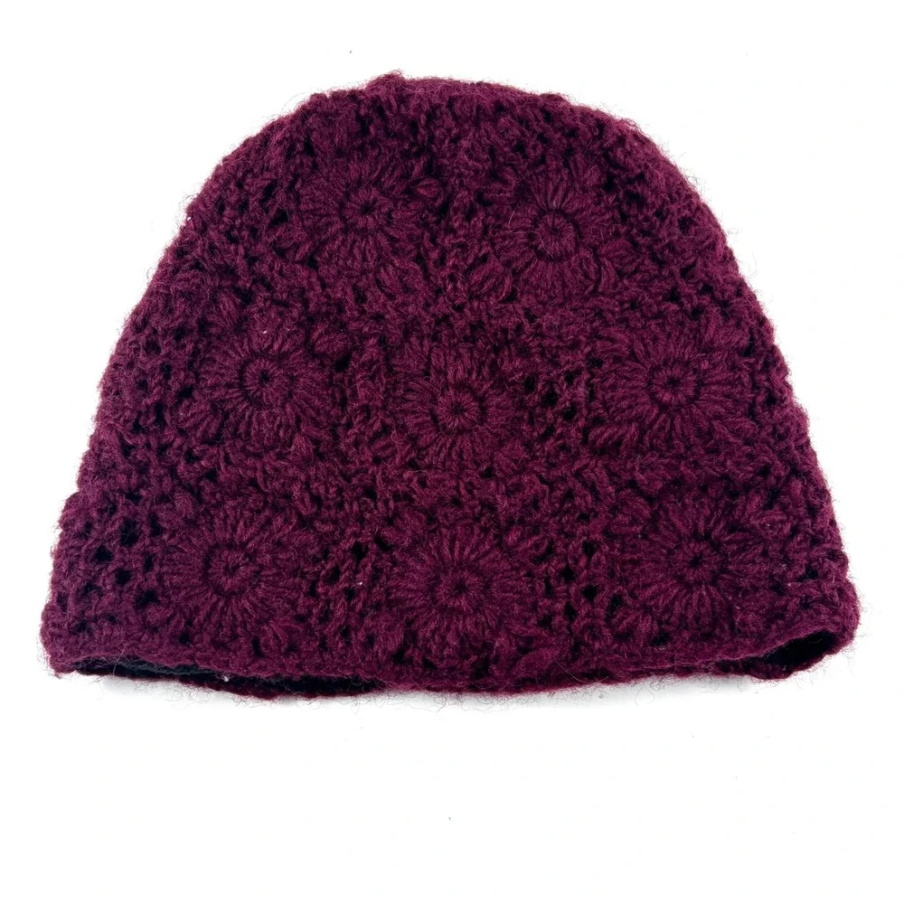 Sherpa‎ Adventure Gear Beanie Womens OS Purple Lambswool Crochet Hat
